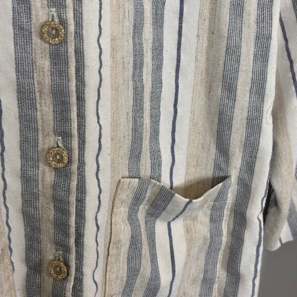 Striped Linen Blend Lagenlook Button Jacket 12P Coastal Grandma USA Soft Summer - Picture 5 of 5